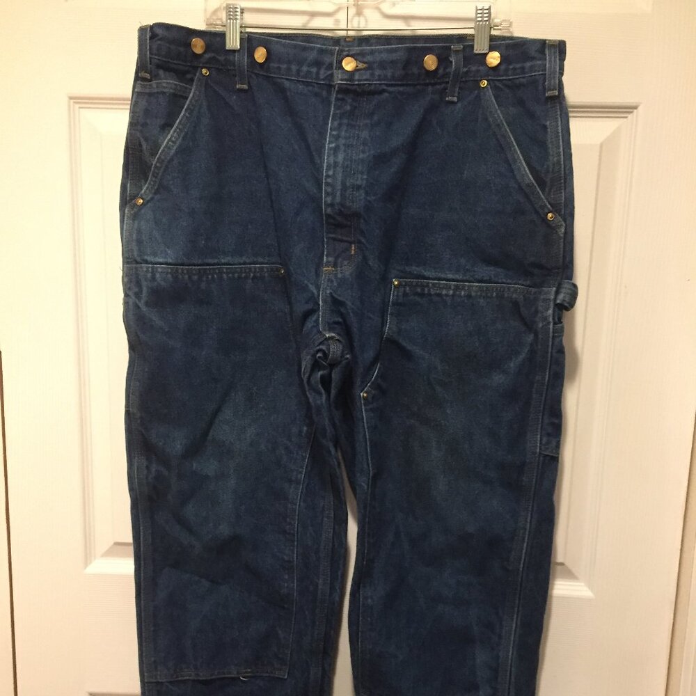 Carhartt Jeans Men's 40x30 Double Knee B07 DNM Suspender Buttons 100% Cotton  Me